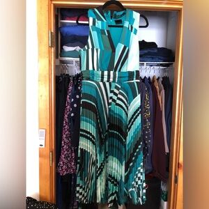 Maison Tara Teal and Black Striped Maxi Dress